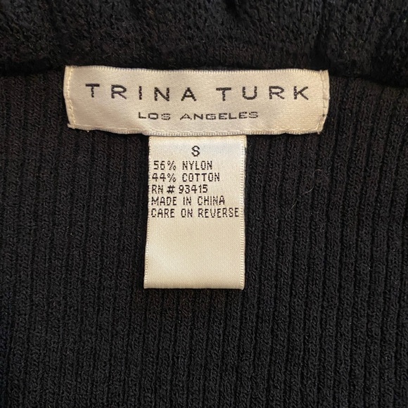 TRINA TURK Los Angeles Black Sweater Knit BodyCon Pullover Top  Ruffle S/M NEW - Picture 4 of 4